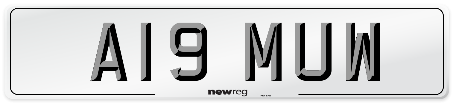 A19 MUW Number Plate from New Reg